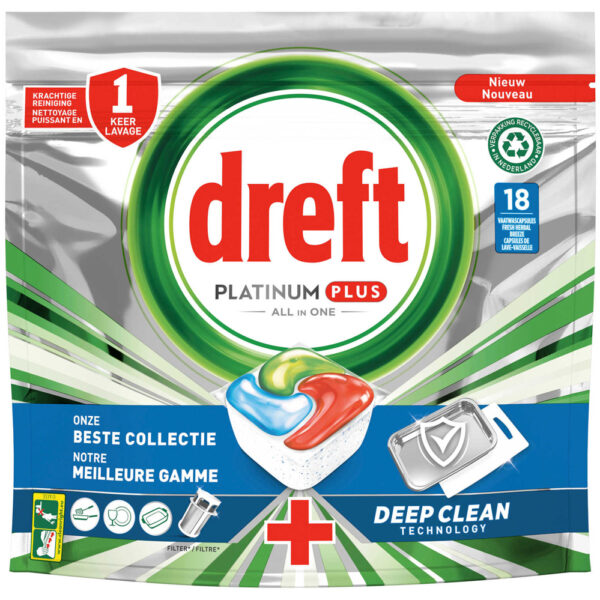 Dreft Vaatwascapsules Platinum Plus Deep Clean 18 Capsules