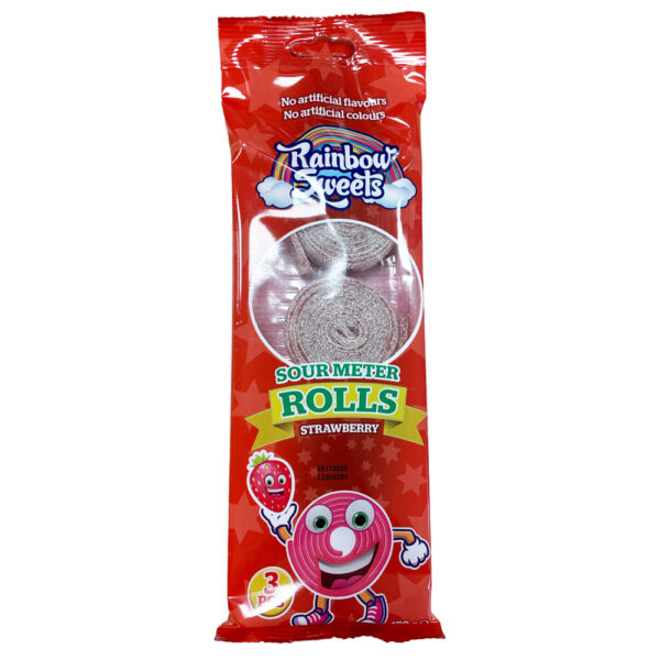 Rainbow Sweets Zure Matten Aardbei Rolletjes 150g