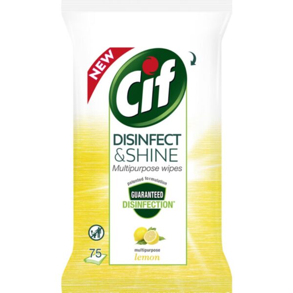 Cif Reinigingsdoekjes Disinfect & Shine Citroengeur 75 Doekjes