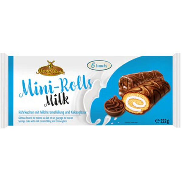 Meister Moulin Mini Rolls Melkcrèmevulling & Cacaoglazuur 222g - Apart Verpakt - 6 Stuks - Afbeelding 3