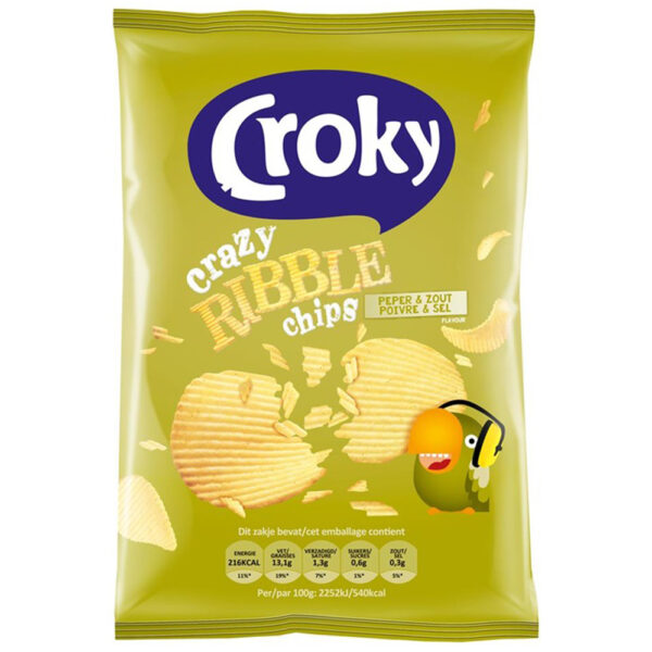 Croky Chips Pepper & Salt 20 x 40gr - Afbeelding 2