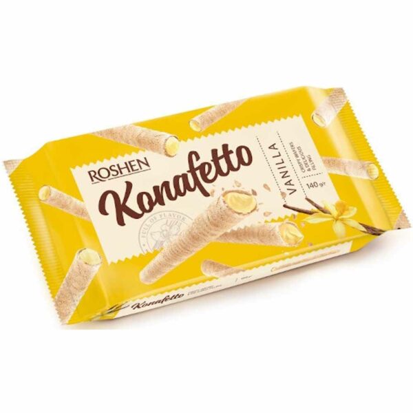 Roshen Krokante Wafelrolletjes Gevuld Met Vanille 140g