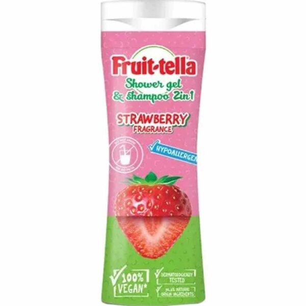 Fruit-Tella Douchegel/Shampoo 2 in 1 Aardbei 300ml - Hypoallergeen - 100% Vegan