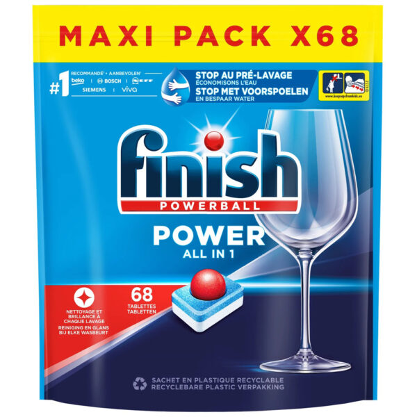 Finish Powerball Vaatwastabletten Maxi Pack - Regular All In 1 - Reiniging & Glans - 68tabs