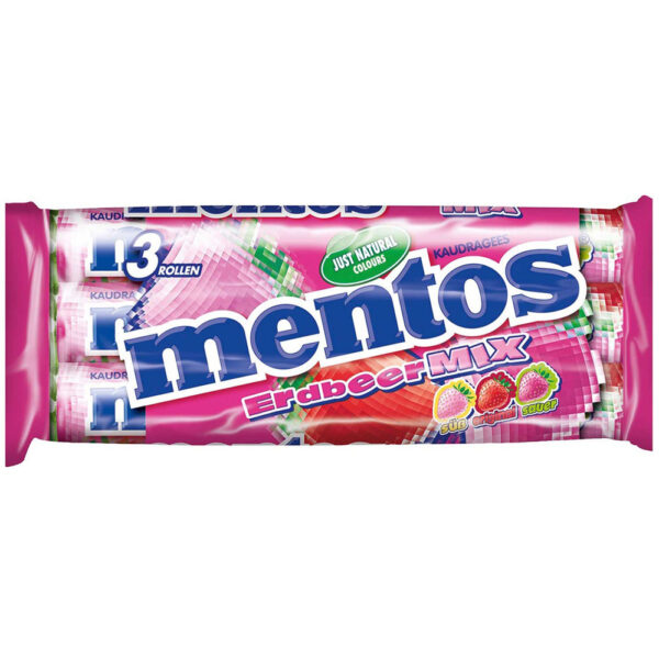 Mentos Dragees Aardbei Mix 3 x 37.5g - Afbeelding 2
