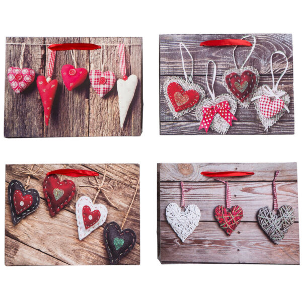 Valentijn Geschenkverpakking Hartjes Met Hout Horizontaal 40 x 32 x 12cm