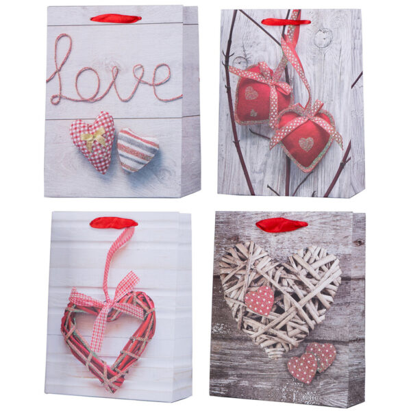Valentijn Geschenkverpakking Hartjes Met Hout 32 x 26 x 10cm - Afbeelding 2