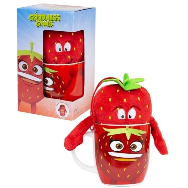 Goodness Gang Mok + Pluche Knuffel 11x9.5x19cm Aardbei - Afbeelding 2