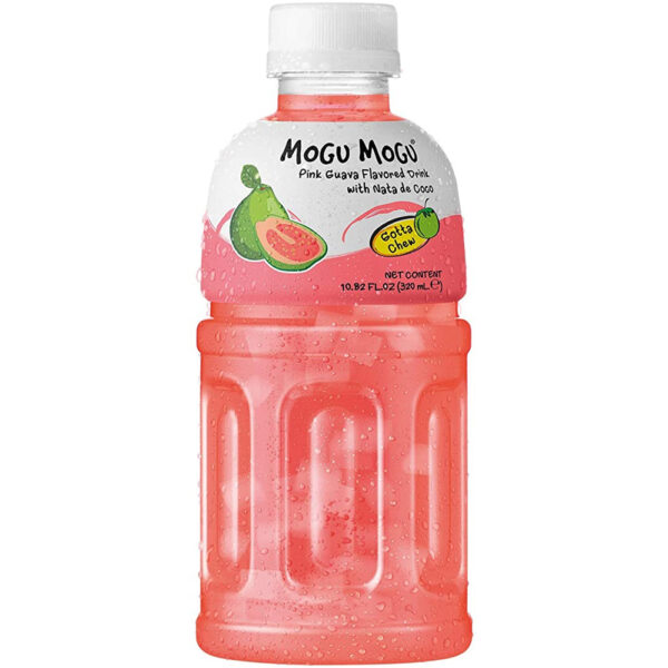 Mogu Mogu Fruitdrink Pink Guava Smaak 320ml - PET Flesje - Met Nata de Coco - Afbeelding 3