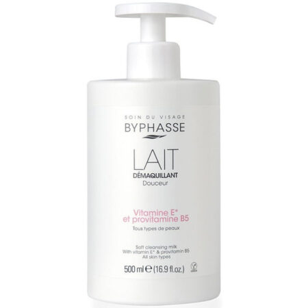 Byphasse Zachte Reinigingsmelk - Vitamine E & Provitamine B5 - Alle Huidtypes - Met Pomp 500ml