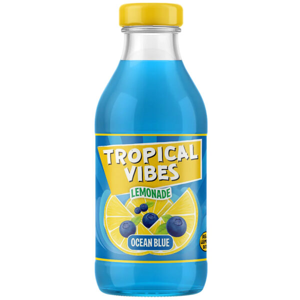 Tropical Vibes Ocean Blue 300ml – Glazen Flesje – Niet Bruisende Limonade