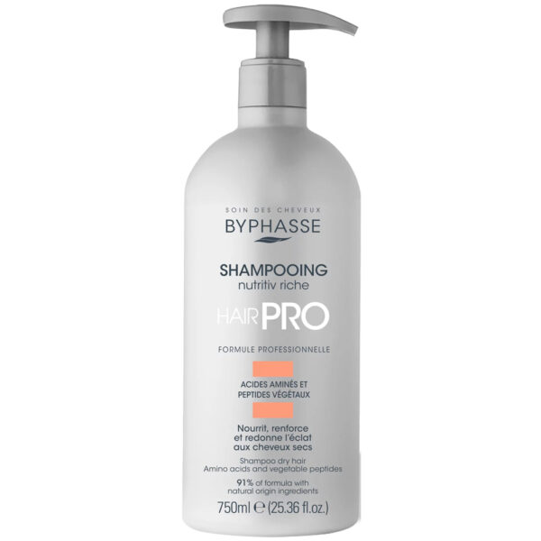 Byphasse Shampoo PRO Droog Haar - Aminozuren & Plantenpeptiden - Rijk Aan Voedingstoffen  – Versterkt & Hersteld - 750ml