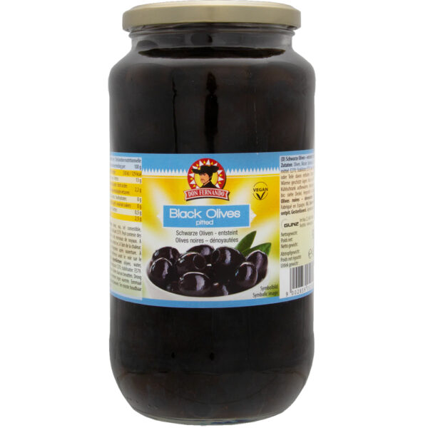Don Fernando Zwarte Olijven Ontpit 920g – Bokaal – Vegan - Afbeelding 2