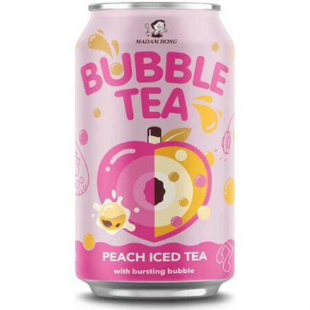 Madam Hong Bubble Tea - Peach Iced Tea - Blikje 32cl - Bubble Tea Perziksmaak - Bursting Bubble