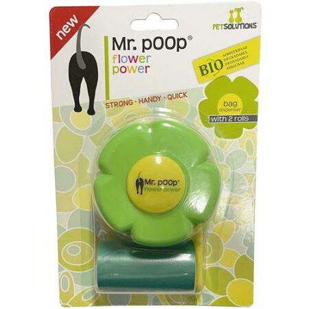Mr. Poop Dispenser Flower Groen + 2 Rollen Hondenpoepzakjes