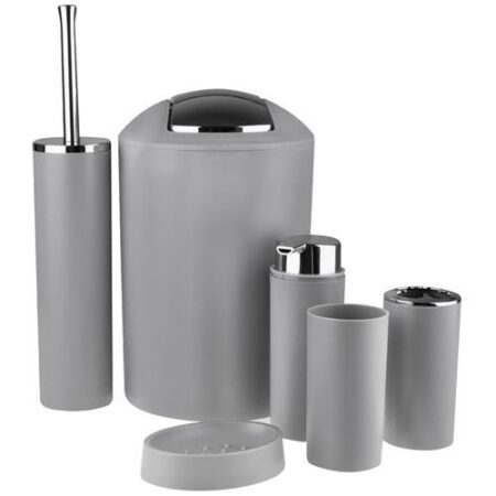 Badkamerset Grijs – 6-Delige Badkamer Accessoires Set