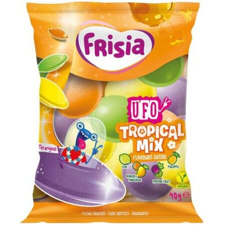 Frisia Gevulde Ufo’s 40g – Met Tropical Mix Smaak – Eetpapier – Vliegende Schotels – Snoepzakje