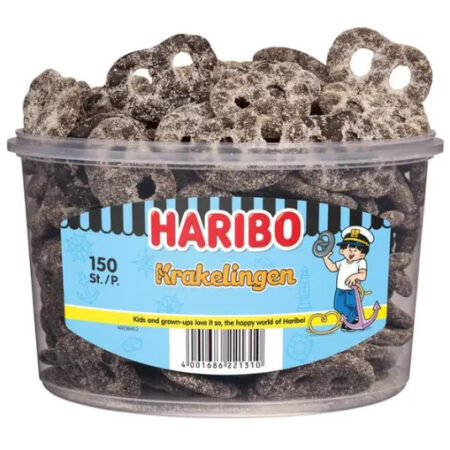 Haribo Krakelingen 1,050kg – Zoete Drop Snoepjes In Hersluitbare Pot – 150 Stuks – Bulk Snoep