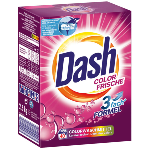 Dash Waspoeder Gekleurde Frisheid 40 Wasb./2,6kg - Drievoudige Formule - Kleurwasmiddel - Afbeelding 2