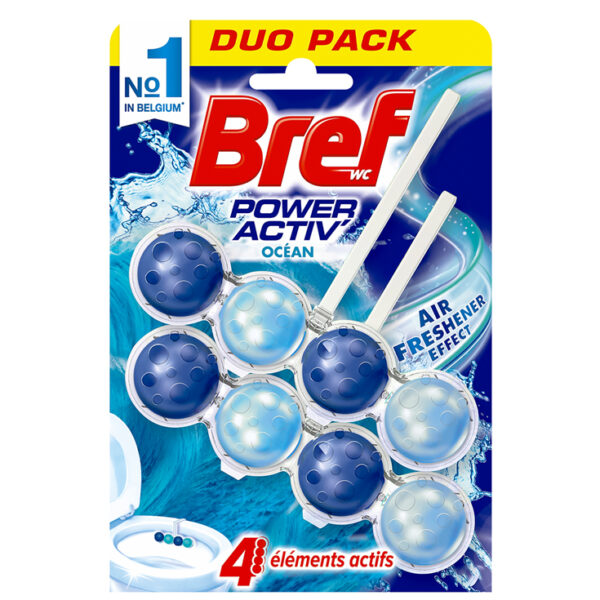 Bref Toiletblokje Power Aktiv Ocean 2 x 50g - Duopack - Frisheid & Anti-vuil