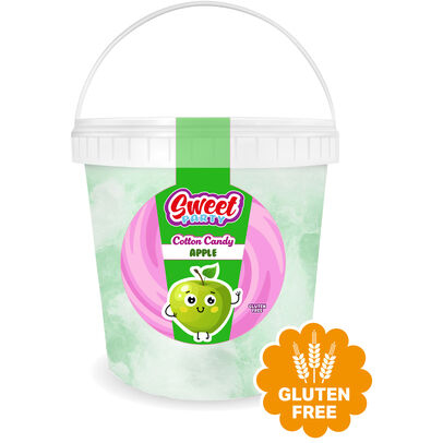 Suikerspin appel in emmer 40g – groene cotton candy van Sweet Party