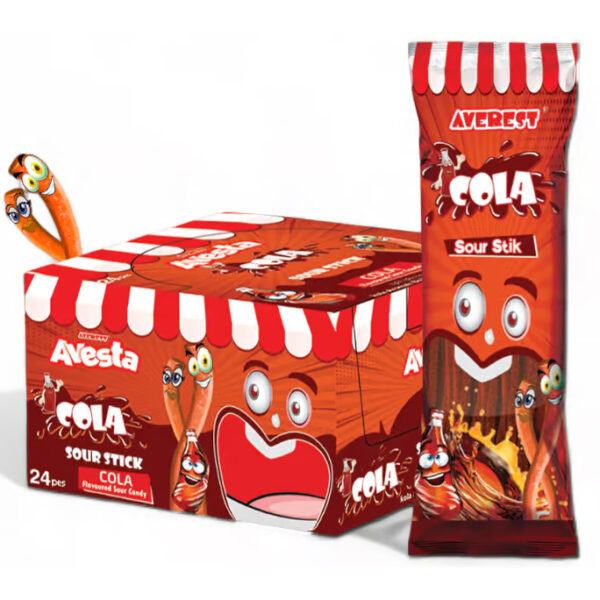 Avesta Sour Candy! Sour Sticks Met Colasmaak 24 Stuks – Display Verpakking