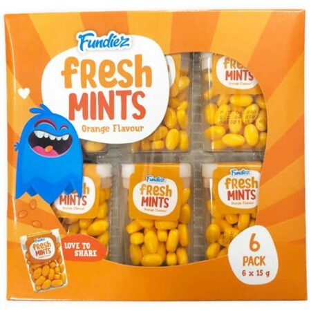 Fundiez Fresh Mints Orange 6x15g - Pastilles Met Sinaasappelsmaak - 90g