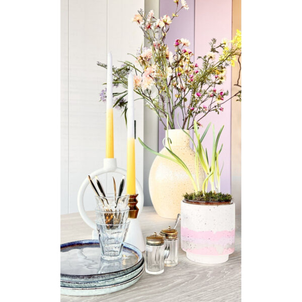 Dip Dye Tafelkaarsen 30cm - Set van 4 Geel & Wit - Afbeelding 2