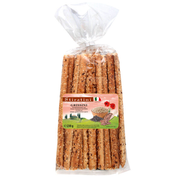 Stiratine Grissini Sesam, Lijnzaad & Maanzaad 230g - Broodstengels - Afbeelding 3