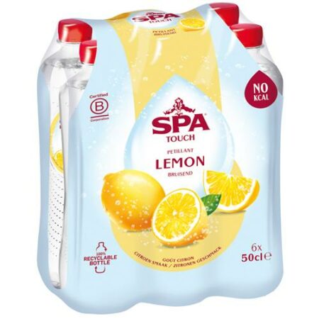 Spa Touch Lemon – Gearomatiseerd Water – Citroensmaak – Bruisend – 6 x 50cl
