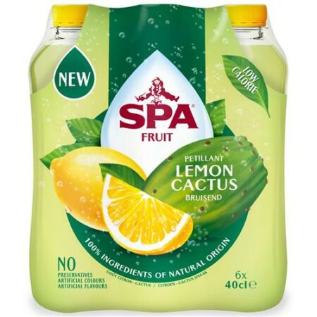 Spa Fruit Lemon Cactus – Limonade – Citroen & Cactus Smaak – Bruisend – 6 x 40cl