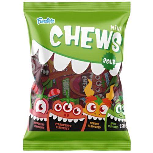 Fundiez Mini Chews Sour 200g - Zure Toffees Met Fruitsmaak - Apart Verpakt