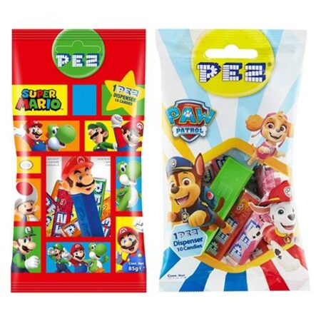 PEZ Dispenser + 10 Snoeprolletjes Diverse Figuurtjes 85g