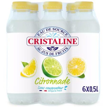 Flesjes Cristaline Citroenlimonade 6 x 0,5L – Verfrissend bronwater met citroensmaak