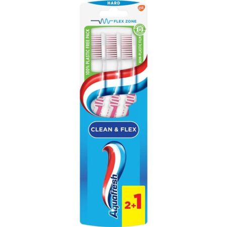 Aquafresh Tandenborstel Hard - 3 Stuks  - Clean & Flex
