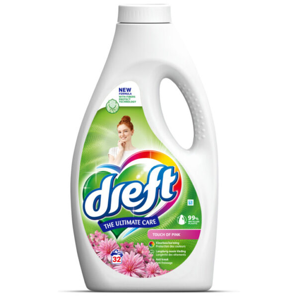 Dreft Vloeibaar Wasmiddel Touch Of Pink 32 Wasb./1,44L - Kleurbescherming - Langdurig Effect - Afbeelding 2