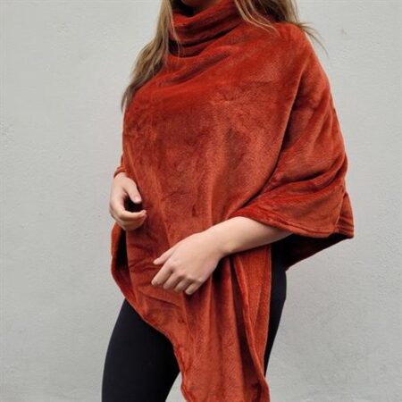 Poncho Grand Luxe terracotta – stijlvol en comfortabele poncho in één maat