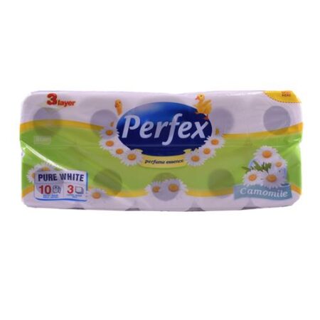 Verpakking van Perfex toiletpapier 10 rollen - 3-laags, geparfumeerd met kamille