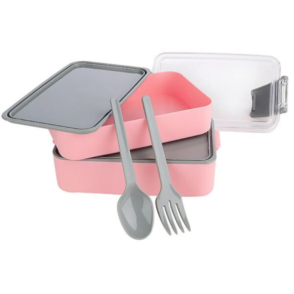 Lunchbox Fely Wit-Geel – Met 2 vakken & bestek - Afbeelding 2