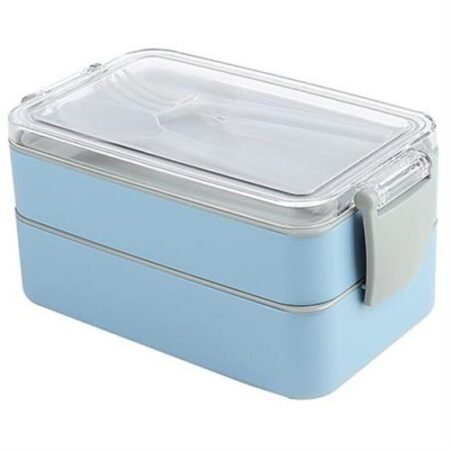 Lunchbox Fely Blauw – 2 vakken met lepel en vork