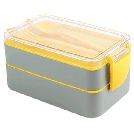 Lunchbox Fely Grijs – 2 vakken met lepel en vork