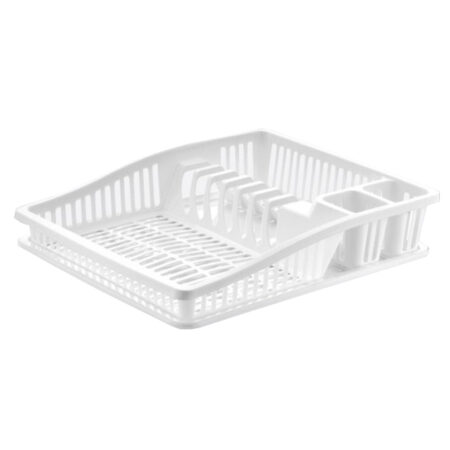 Dunya Afdruiprek met bestekbak “Step” 38,5x31x8cm - Wit