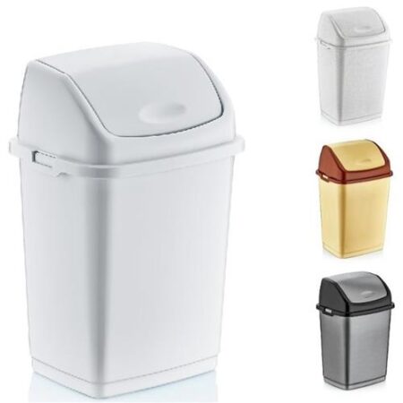 Dunya vuilnisemmer 18 liter beige – kunststof vuilnisbak met klepdeksel