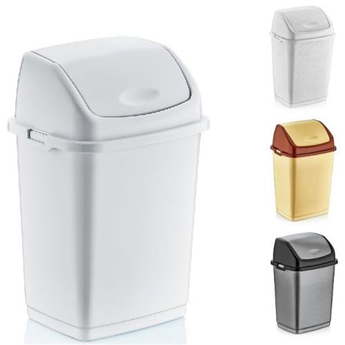 Dunya vuilnisemmer 18 liter beige – kunststof vuilnisbak met klepdeksel