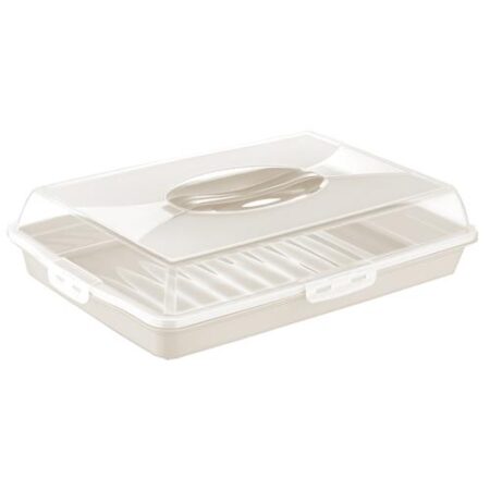 Cake drager rechthoek beige – stijlvolle en praktische cakebewaring