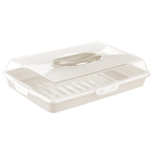 Cake drager rechthoek beige – stijlvolle en praktische cakebewaring