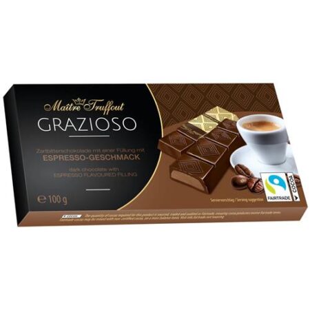 Maître Truffout Pure Chocolade Met Espresso Crèmevulling 8×12,5g