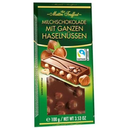 Maitre Truffout Melkchocolade Met Hele Hazelnoten 100g