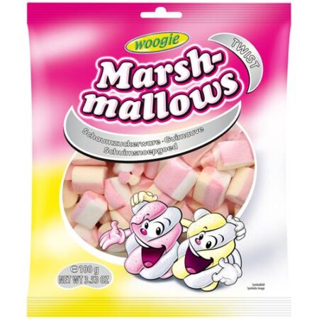 Woogie Marshmallows Twist 100g - Vanille & Aardbeienaroma