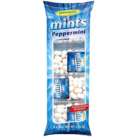 Woogie Muntjes Peppermint 4 x 16g - Muntsmaak - Apart Verpakt